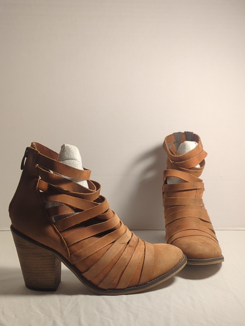 Free People Women's Hybrid Heel Brown Strappy Block Heel Ankle Booties Eur 40
